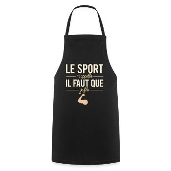 Le sport m'appelle il faut que je file coach - Tablier de cuisine - noir - Devant - AI Model Male 185 dark (185cm)