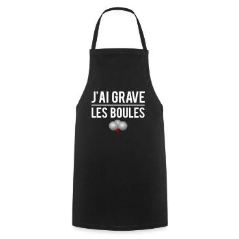 J'ai grave les boules bouliste pétanque humour - Tablier de cuisine - noir - Devant - AI Model Male 185 dark (185cm)
