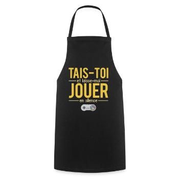 Tais-toi et laisse moi jouer en silence gamer - Tablier de cuisine - noir - Devant - AI Model Male 185 dark (185cm)