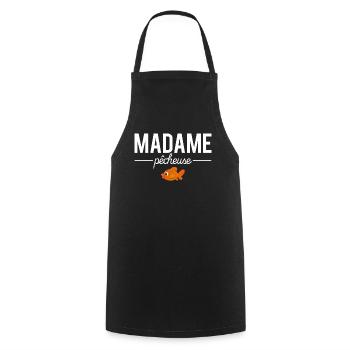 Madame pêcheuse femme pêche - Tablier de cuisine - noir - Devant - AI Model Male 185 dark (185cm)