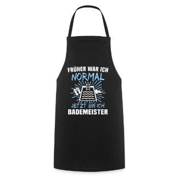 Schwimmmeister Bademeister - Kochschürze - Schwarz - Vorne - AI Model Male 185 dark (185cm)