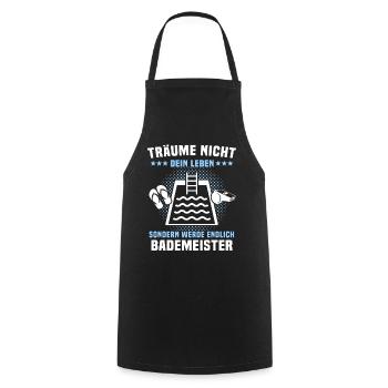 Schwimmmeister Bademeister - Kochschürze - Schwarz - Vorne - AI Model Male 185 dark (185cm)