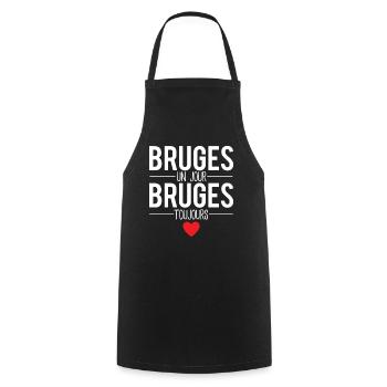 Bruges un jour bruges toujours cadeau brugeois - Tablier de cuisine - noir - Devant - AI Model Male 185 dark (185cm)