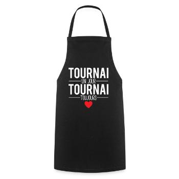 Tournai un jour tournai toujours tournaisien - Tablier de cuisine - noir - Devant - AI Model Male 185 dark (185cm)