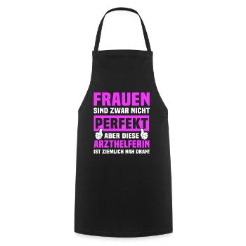 Arzthelferin Sprüche - Kochschürze - Schwarz - Vorne - AI Model Male 185 dark (185cm)
