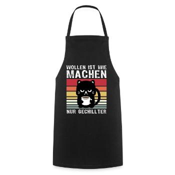 Katze Wollen Machen - Kochschürze - Schwarz - Vorne - AI Model Male 185 dark (185cm)