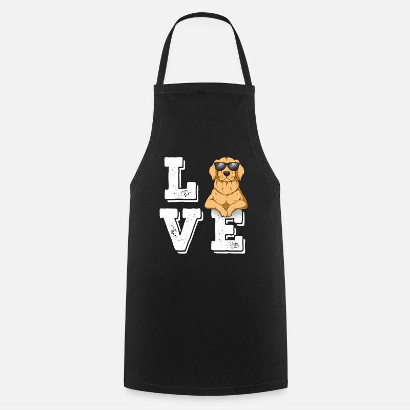 Love Golden Retriever - Cooking Apron - black