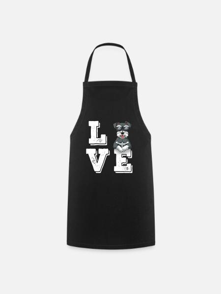 Love Miniature Schnauzer - Cooking Apron - black