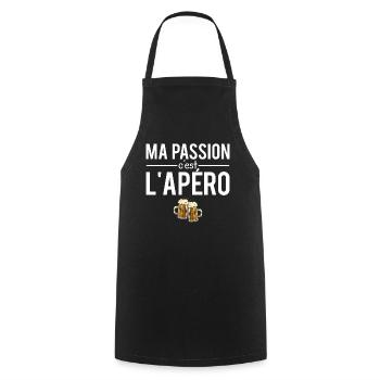 Ma passion c'est l'apéro alcool humour - Tablier de cuisine - noir - Devant - AI Model Male 185 dark (185cm)