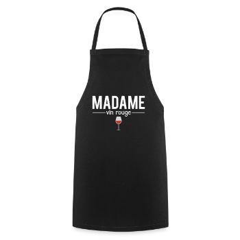 Madame vin rouge femme qui aime le vin humour - Tablier de cuisine - noir - Devant - AI Model Male 185 dark (185cm)