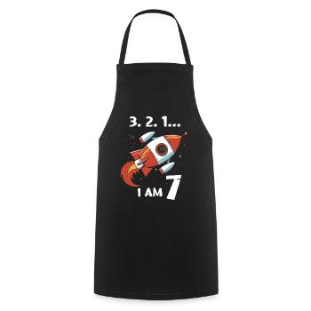 Cadeau 7 ans anniversaire garçon ou fille - Tablier de cuisine - noir - Devant - AI Model Male 185 dark (185cm)