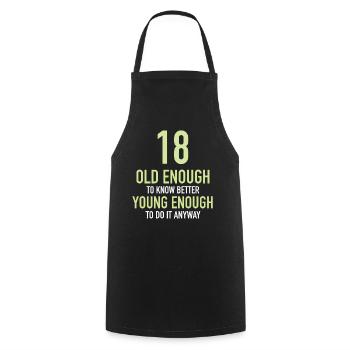 Gift 18 years birthday boy or girl - Cooking Apron - black - Front - AI Model Male 185 dark (185cm)