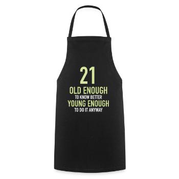 Gift 21 Years Birthday Child - Cooking Apron - black - Front - AI Model Male 185 dark (185cm)