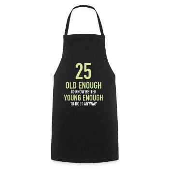 Cadeau 25 ans anniversaire garçon ou fille - Tablier de cuisine - noir - Devant - AI Model Male 185 dark (185cm)