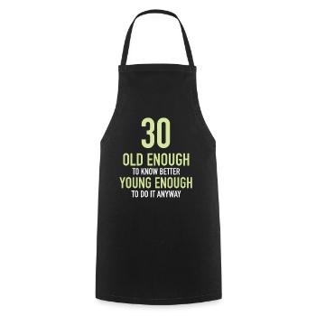 Cadeau 30 ans anniversaire garçon ou fille - Tablier de cuisine - noir - Devant - AI Model Male 185 dark (185cm)