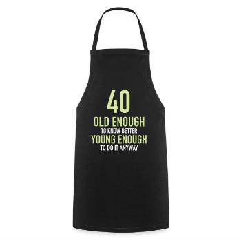 Gift 40 years birthday boy or girl - Cooking Apron - black - Front - AI Model Male 185 dark (185cm)