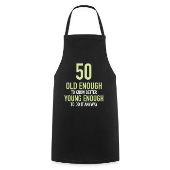 Gift 50 Years Birthday Child - Cooking Apron - black - Front - AI Model Male 185 dark (185cm)