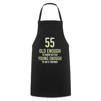 Gift 55 Years Birthday Child - Cooking Apron - black - Front - AI Model Male 185 dark (185cm)