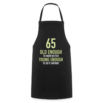 Geschenk 65 Jahre Geburtstagskind - Kochschürze - Schwarz - Vorne - AI Model Male 185 dark (185cm)
