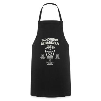 Der Alte Lappen, Schonend Behandeln 52. Geburtstag - Kochschürze - Schwarz - Vorne - AI Model Male 185 dark (185cm)