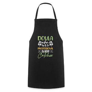 Doula Infirmière Sage-femme - Tablier de cuisine - noir - Devant - AI Model Male 185 dark (185cm)