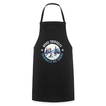 Schneeballschlacht - Brace yourself snowballs are - Cooking Apron - black - Front - AI Model Male 185 dark (185cm)