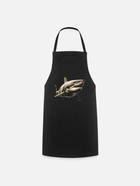 Requin, Océan, Requin tigre, Animal, Poisson - Tablier de cuisine - noir