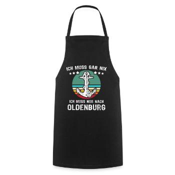 Oldenburg Urlaub - Kochschürze - Schwarz - Vorne - AI Model Male 185 dark (185cm)