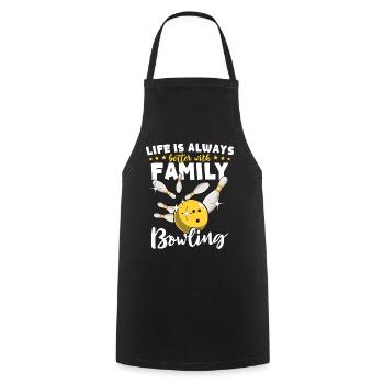 Bowlingspieler Familie Familienbowling - Kochschürze - Schwarz - Vorne - AI Model Male 185 dark (185cm)