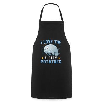 I love the floaty potatoes Sweet Ocean Manatee - Cooking Apron - black - Front - AI Model Male 185 dark (185cm)