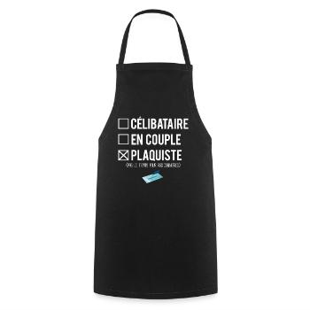 Célibataire en couple plaquiste humour - Tablier de cuisine - noir - Devant - AI Model Male 185 dark (185cm)