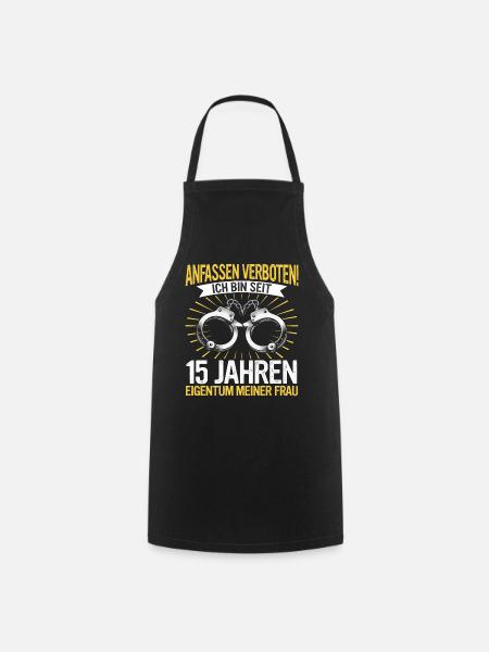 15 Hochzeitstag Jahrestag Ehemann Ehefrau - Kochschürze - Schwarz