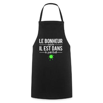 Le bonheur existe il est dans le paintball - Tablier de cuisine - noir - Devant - AI Model Male 185 dark (185cm)