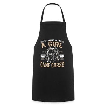 Cane Corso Dog - Cooking Apron - black - Front - AI Model Male 185 dark (185cm)