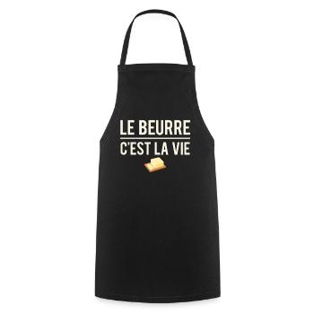 Le beurre c'est la vie se beurrer humour - Tablier de cuisine - noir - Devant - AI Model Male 185 dark (185cm)