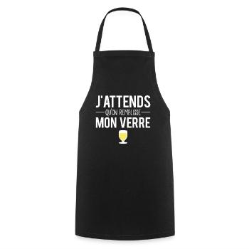 J'attends qu'on remplisse mon verre pastis humour - Tablier de cuisine - noir - Devant - AI Model Male 185 dark (185cm)