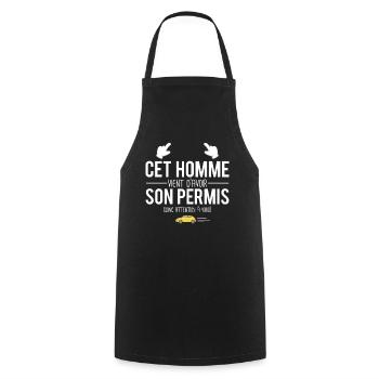 Cet homme vient d'avoir son permis conducteur - Tablier de cuisine - noir - Devant - AI Model Male 185 dark (185cm)