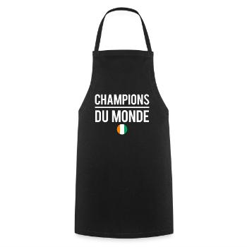 Champions du monde côte d'ivoire foot humour - Tablier de cuisine - noir - Devant - AI Model Male 185 dark (185cm)