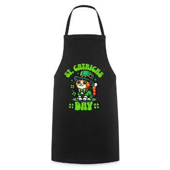 Chat de la Saint-Patrick - Tablier de cuisine - noir - Devant - AI Model Male 185 dark (185cm)
