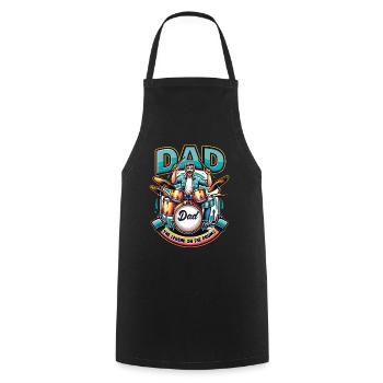 Fête des pères Papa la légende à la batterie Papa Papa - Tablier de cuisine - noir - Devant - AI Model Male 185 dark (185cm)