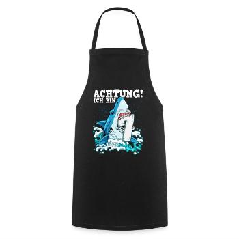 7th Birthday Shark - Cooking Apron - black - Front - AI Model Male 185 dark (185cm)