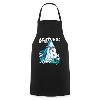 8th Birthday Shark - Cooking Apron - black - Front - AI Model Male 185 dark (185cm)