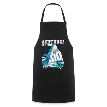 10th Birthday Shark - Cooking Apron - black - Front - AI Model Male 185 dark (185cm)