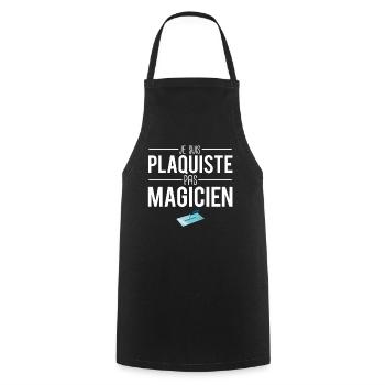 Je suis plaquiste pas magicien métier rénovation - Tablier de cuisine - noir - Devant - AI Model Male 185 dark (185cm)