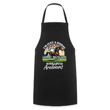 Fille de chevaux arabes - Tablier de cuisine - noir - Devant - AI Model Male 185 dark (185cm)