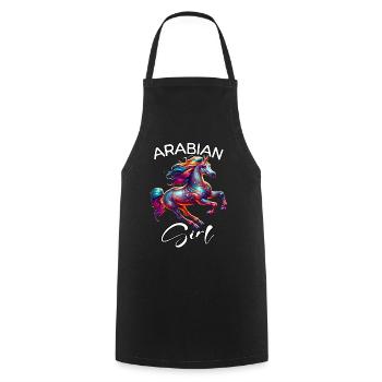 Cadeau de cheval arabe - Tablier de cuisine - noir - Devant - AI Model Male 185 dark (185cm)