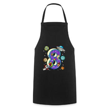 8 Birthday Space Space Astronaut 8 Years - Cooking Apron - black - Front - AI Model Male 185 dark (185cm)