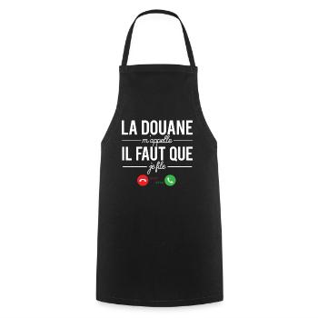 La douane m'appelle il faut que je file douanier - Tablier de cuisine - noir - Devant - AI Model Male 185 dark (185cm)