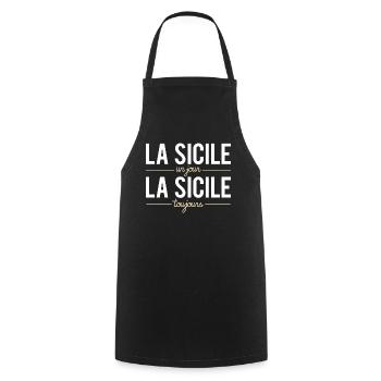 La sicile un jour la sicile toujours sicilien - Tablier de cuisine - noir - Devant - AI Model Male 185 dark (185cm)