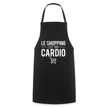 Le shopping c'est mon cardio blague humour - Tablier de cuisine - noir - Devant - AI Model Male 185 dark (185cm)